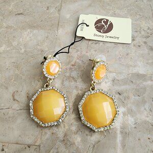 Stony Orange and Yellow Fashion Earrings